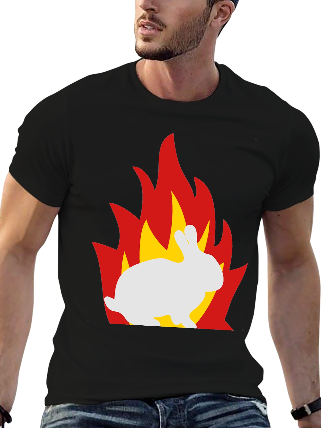 Flaming Bunny Graphic T-Shirt - Unique Design