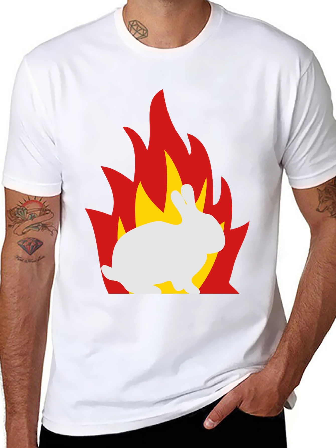 Flaming Bunny Graphic T-Shirt - Unique Design
