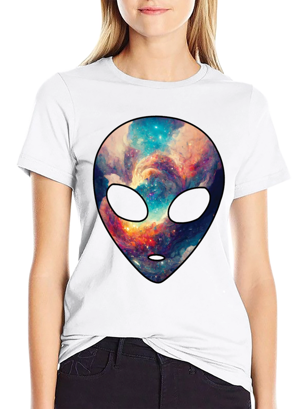 Cosmic Alien Graphic Tee - Trendy Mens Black T-Shirt
