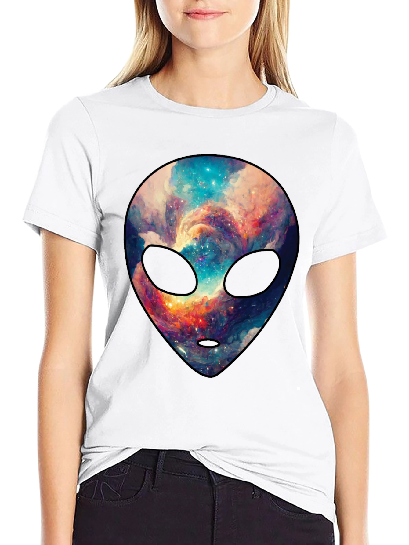 Cosmic Alien Graphic Tee - Trendy Mens Black T-Shirt
