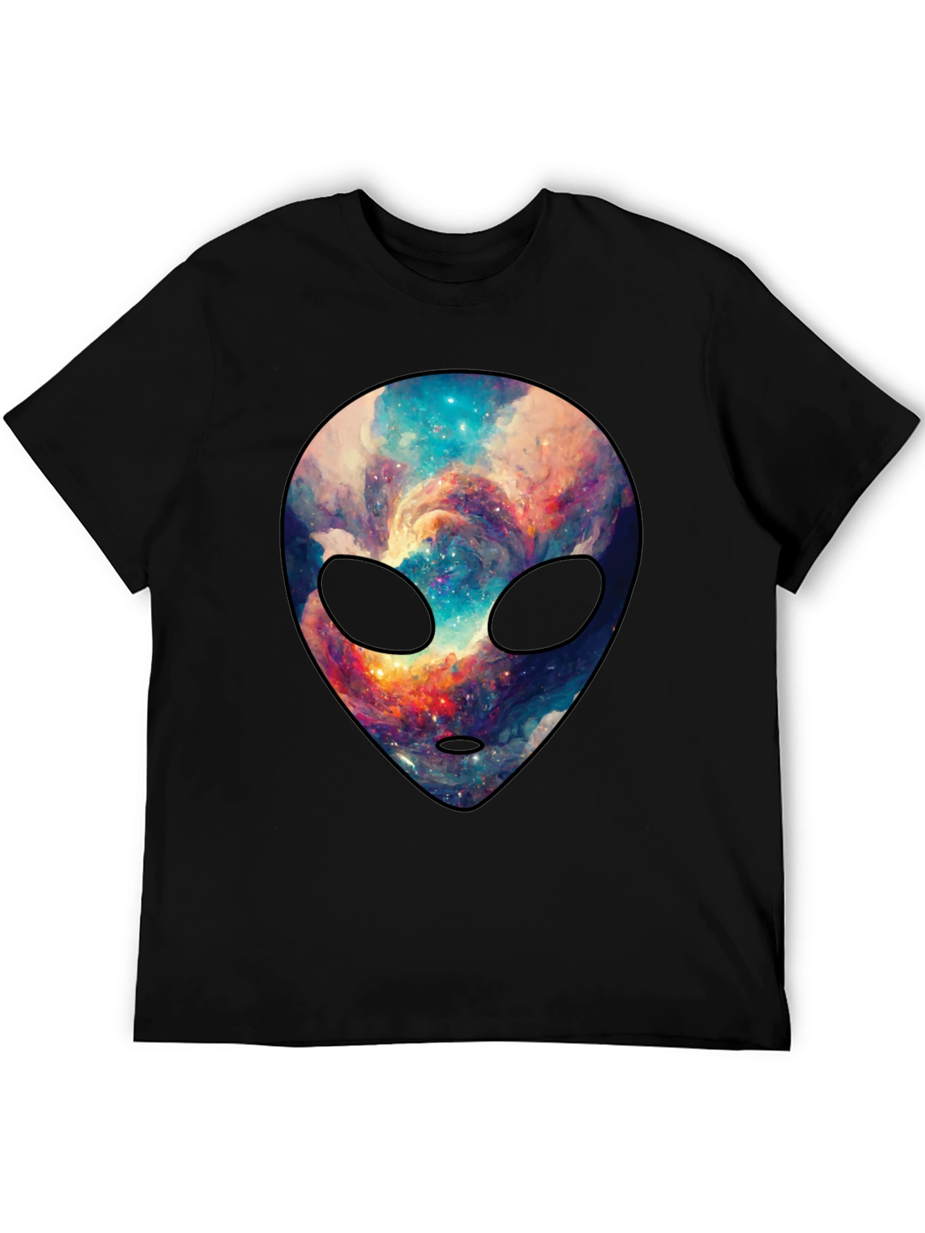 Cosmic Alien Graphic Tee - Trendy Mens Black T-Shirt