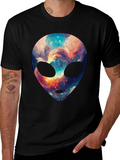 Cosmic Alien Graphic Tee - Trendy Mens Black T-Shirt
