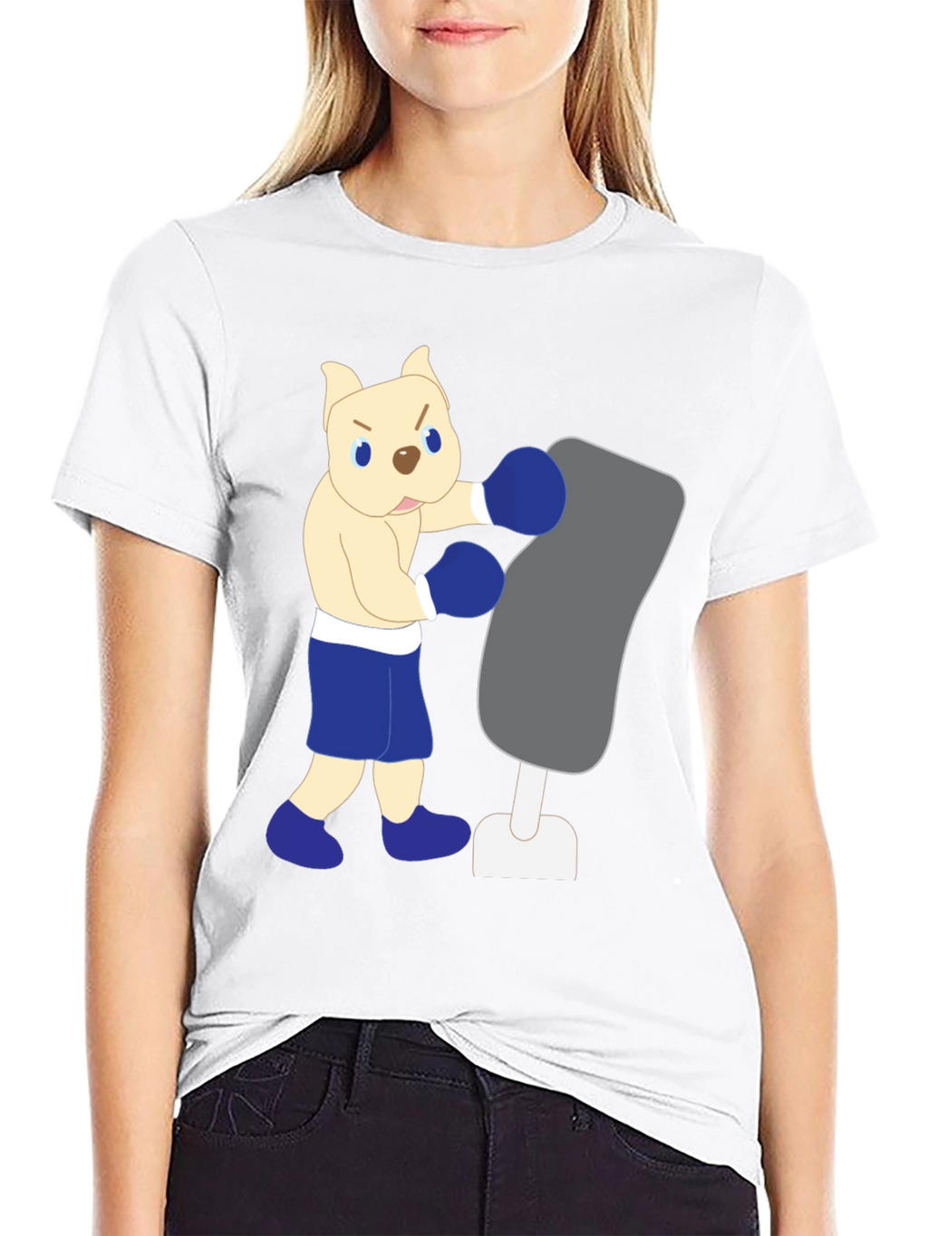 Cartoon Boxer Dog Punching Bag Graphic Tee