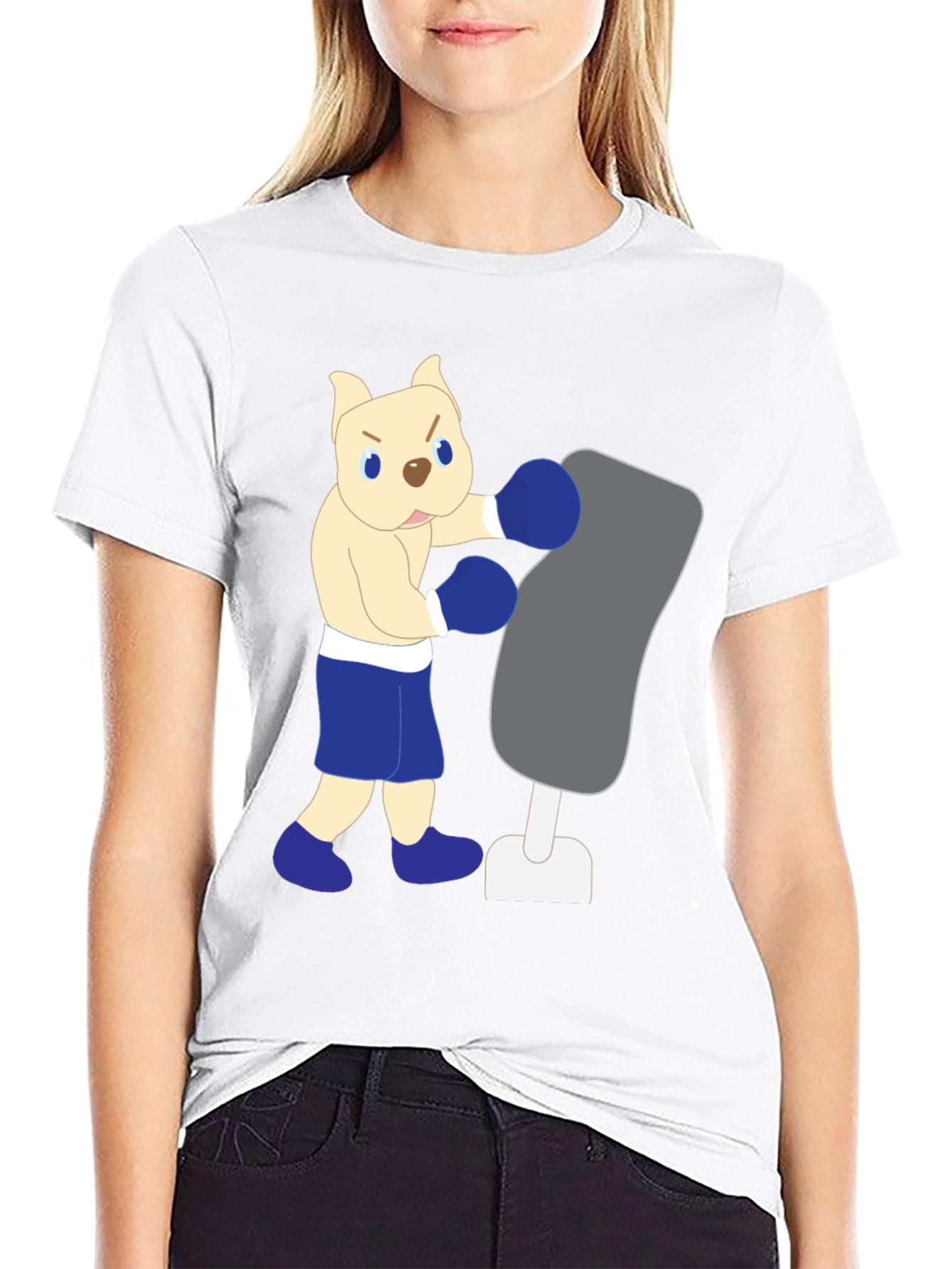 Cartoon Boxer Dog Punching Bag Graphic Tee