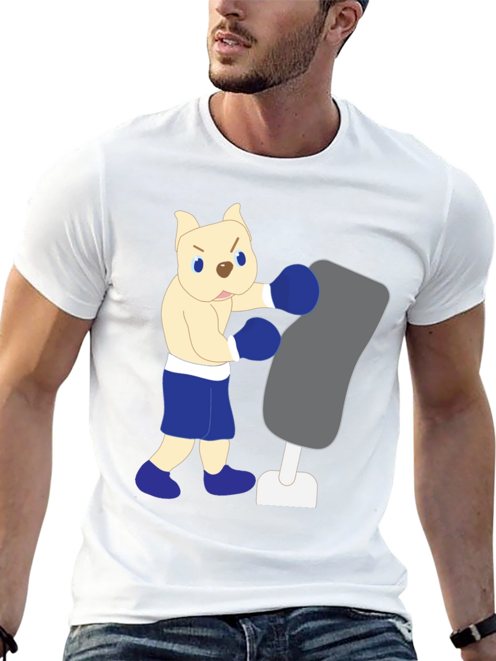 Cartoon Boxer Dog Punching Bag Graphic Tee