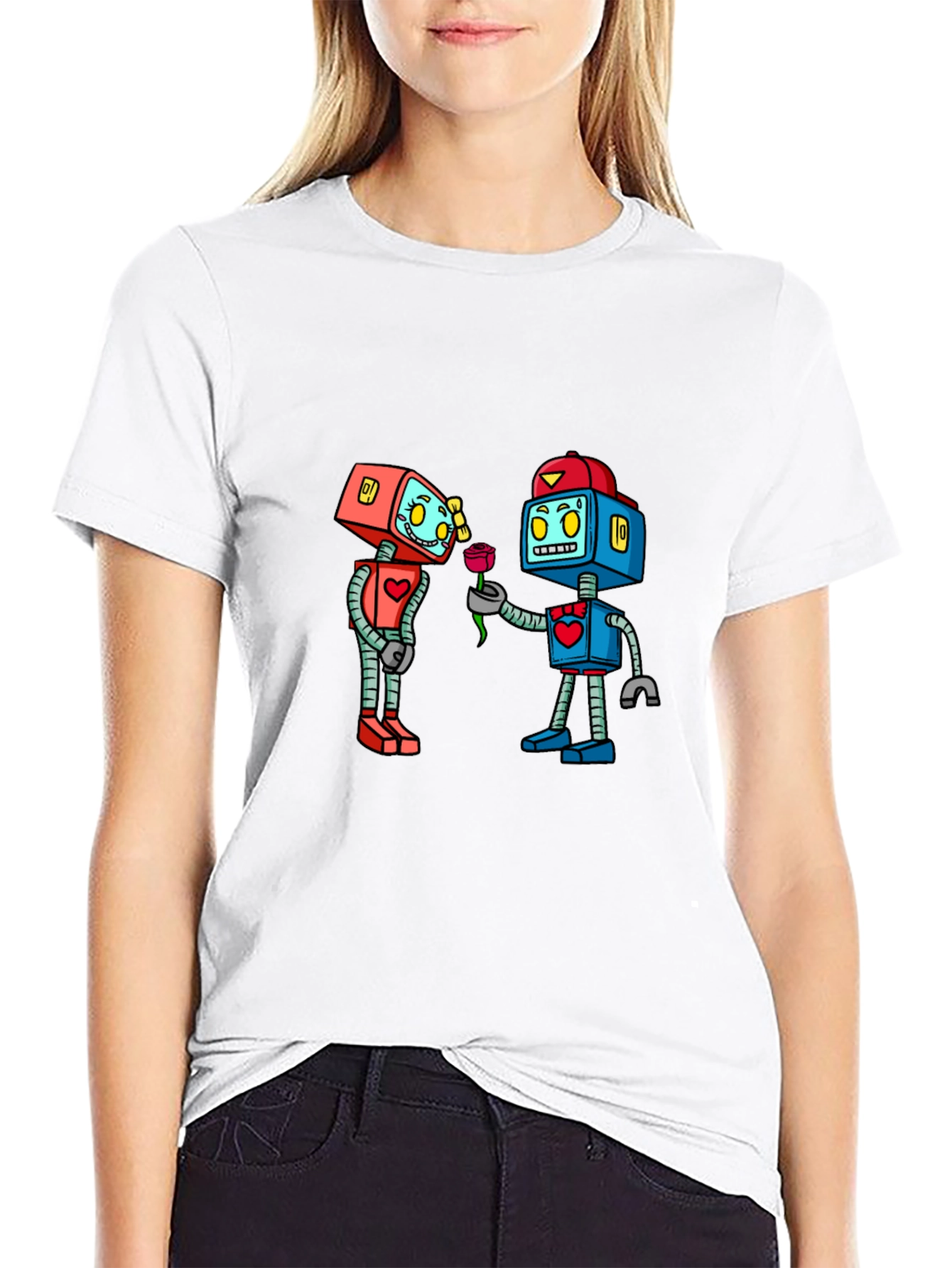 Robotic Love Black Graphic T-Shirt