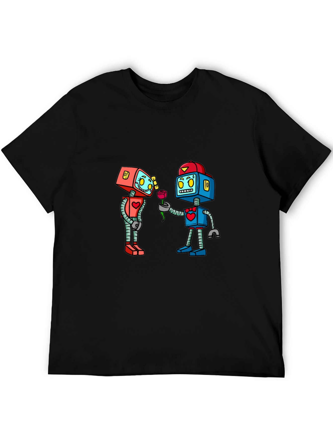 Robotic Love Black Graphic T-Shirt