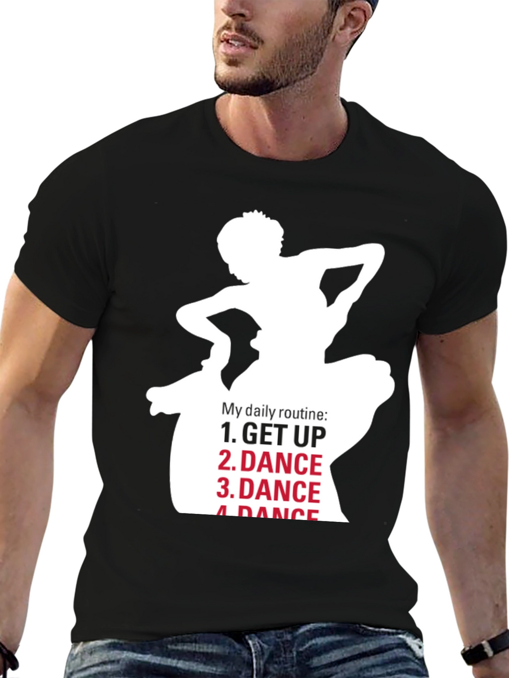 Dance Routine Graphic Tee - Black Cotton T-Shirt