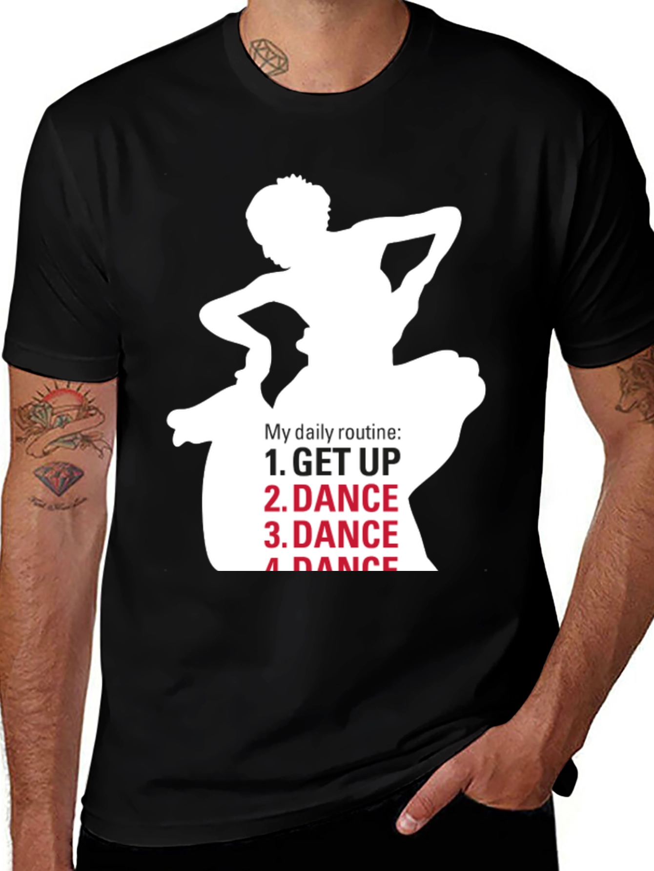 Dance Routine Graphic Tee - Black Cotton T-Shirt