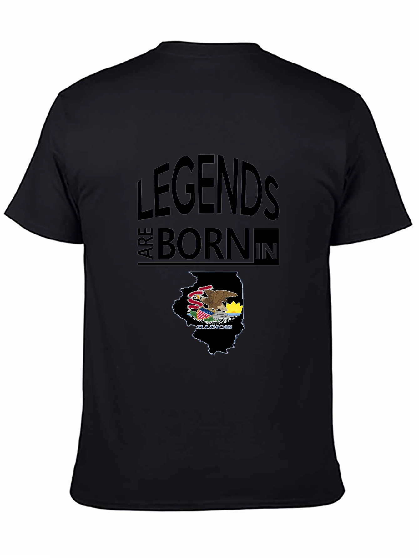 Legends Are Born In Illinois Black T-Shirt