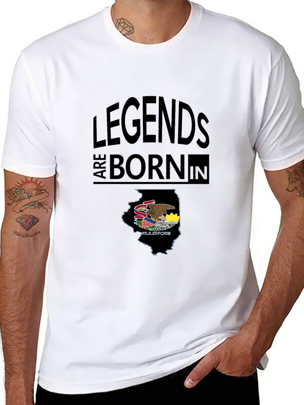 Legends Are Born In Illinois Black T-Shirt