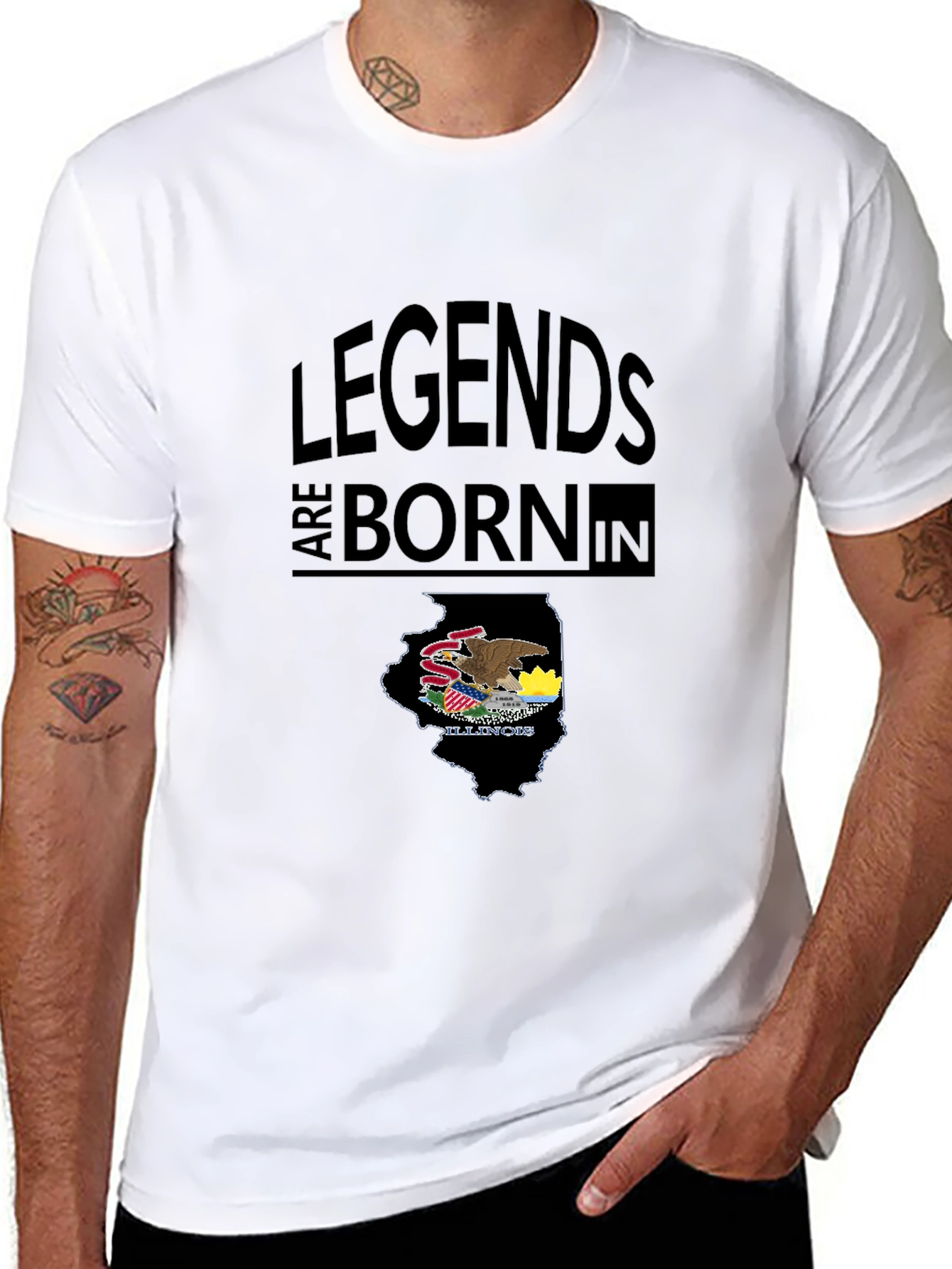 Legends Are Born In Illinois Black T-Shirt