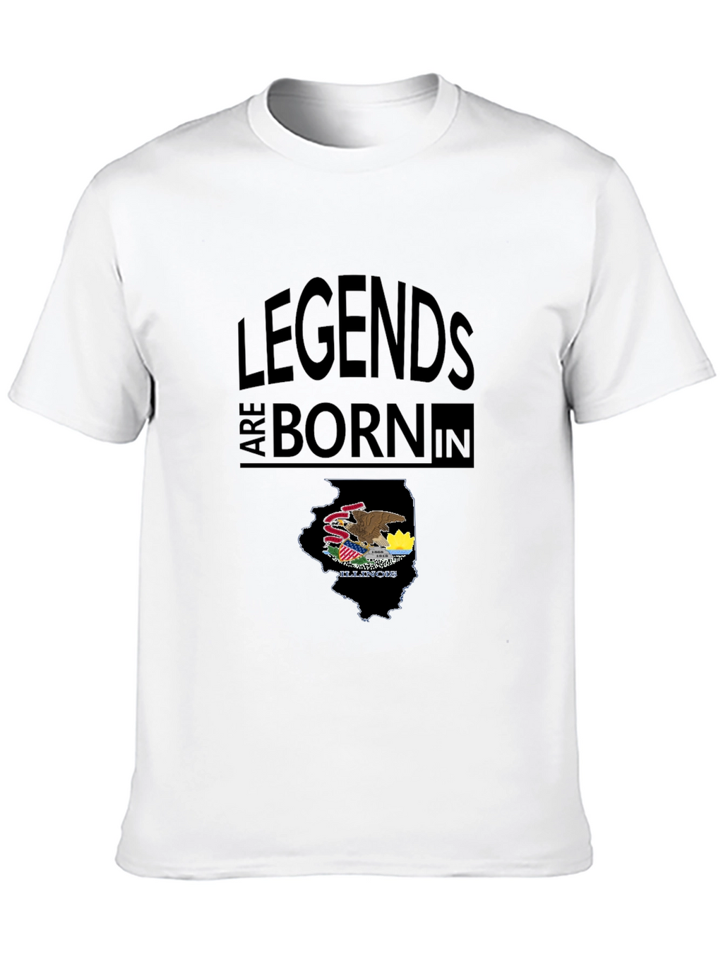Legends Are Born In Illinois Black T-Shirt