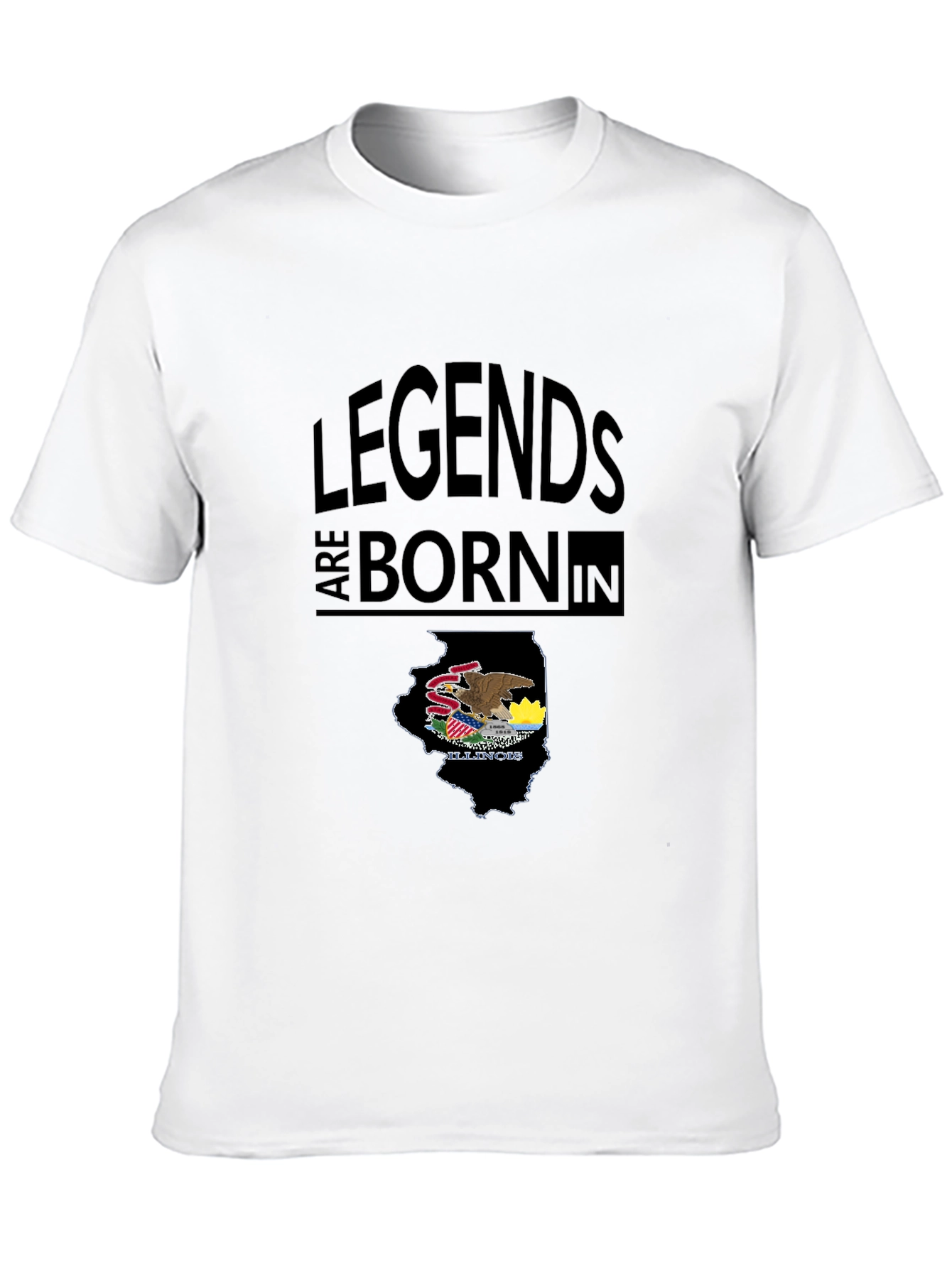 Legends Are Born In Illinois Black T-Shirt
