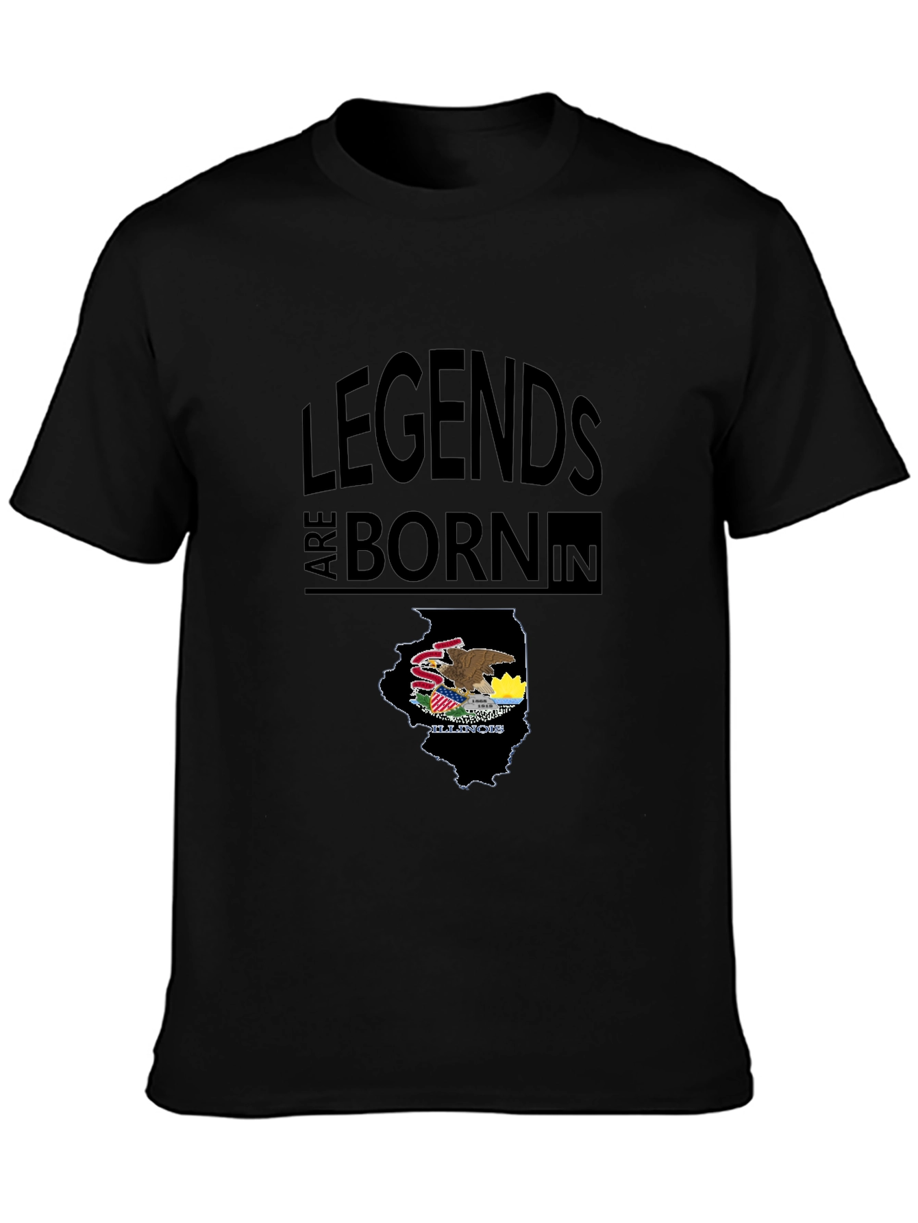 Legends Are Born In Illinois Black T-Shirt