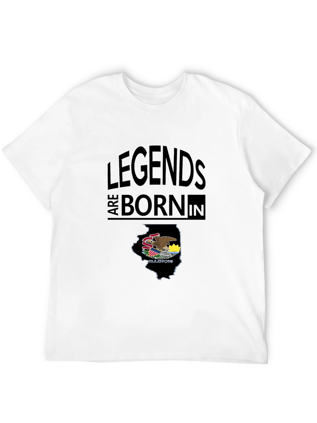 Legends Are Born In Illinois Black T-Shirt