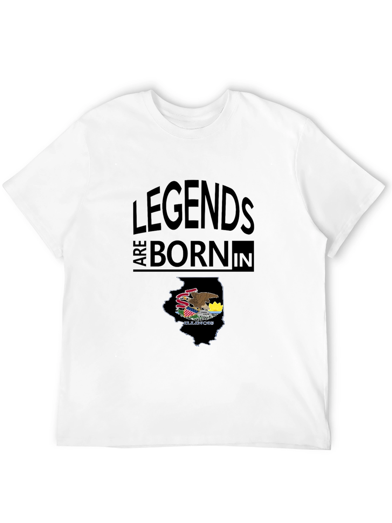 Legends Are Born In Illinois Black T-Shirt