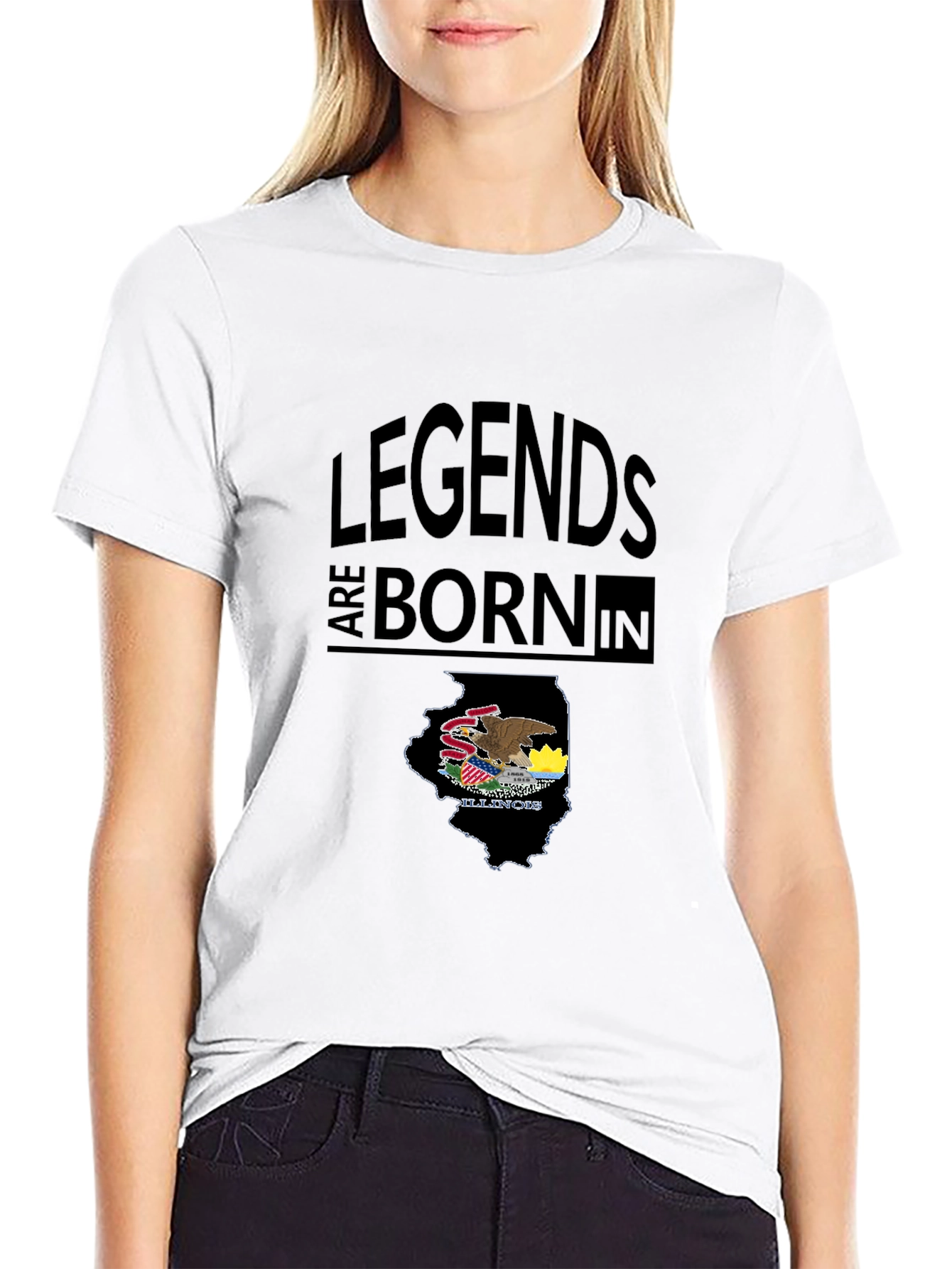 Legends Are Born In Illinois Black T-Shirt
