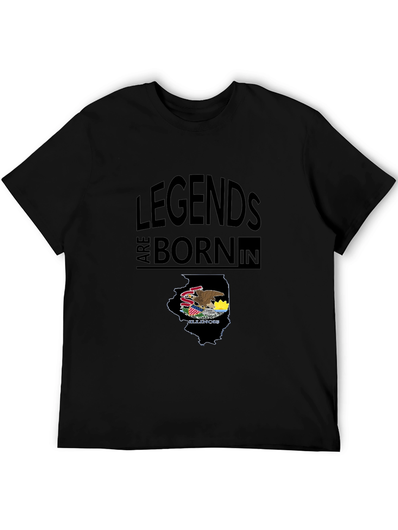 Legends Are Born In Illinois Black T-Shirt