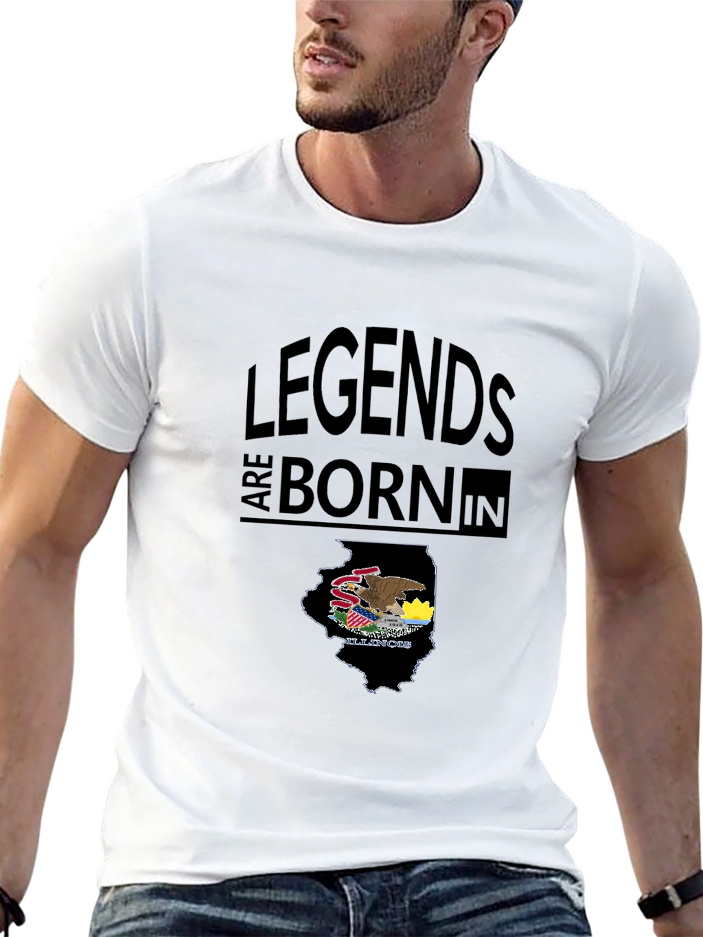 Legends Are Born In Illinois Black T-Shirt