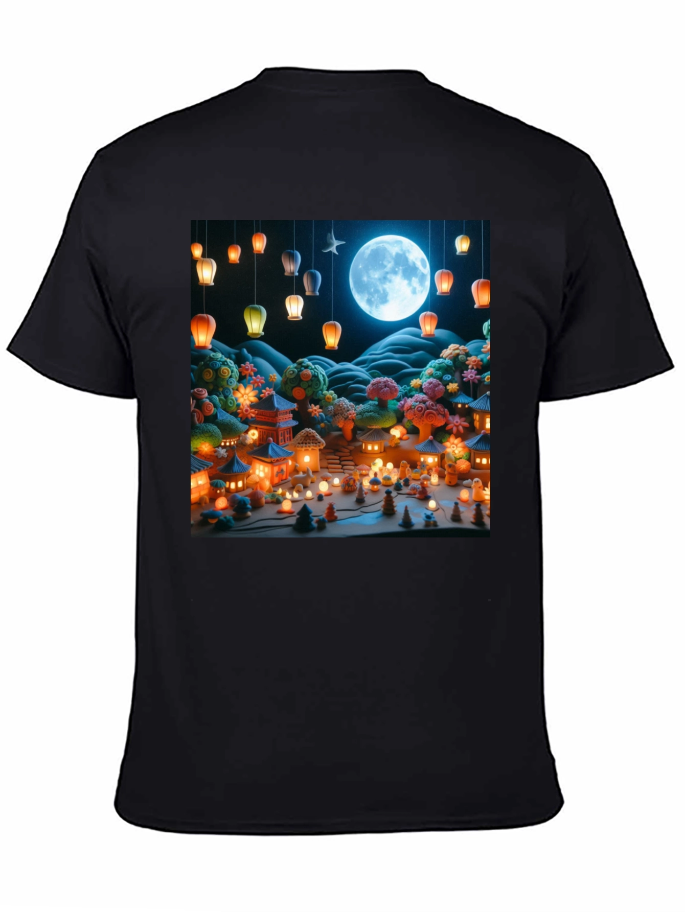 Moonlit Japanese Village Graphic Tee