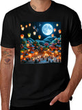 Moonlit Japanese Village Graphic Tee