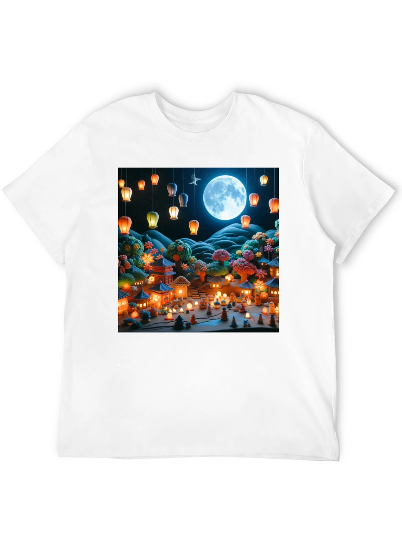 Moonlit Japanese Village Graphic Tee