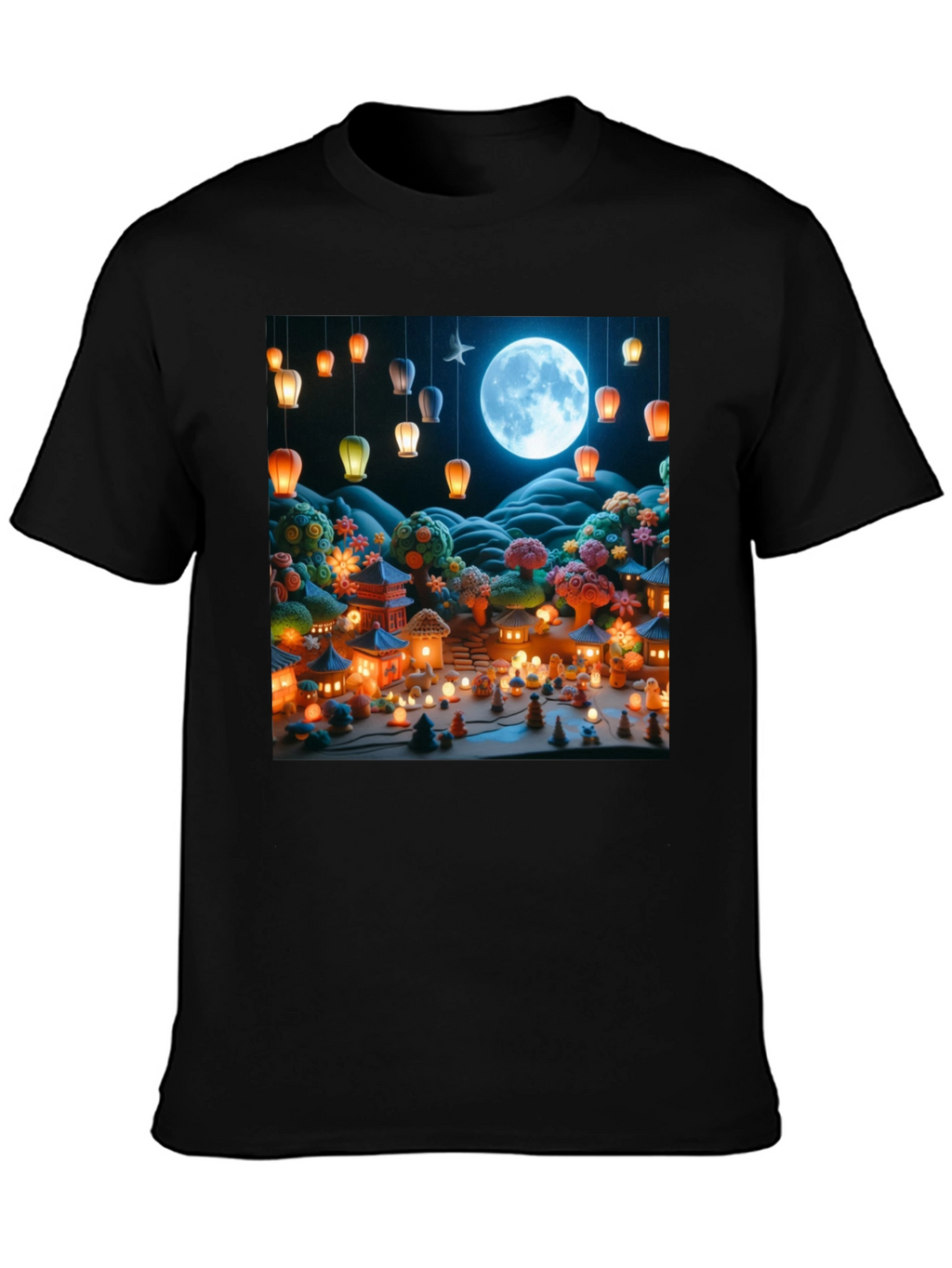 Moonlit Japanese Village Graphic Tee