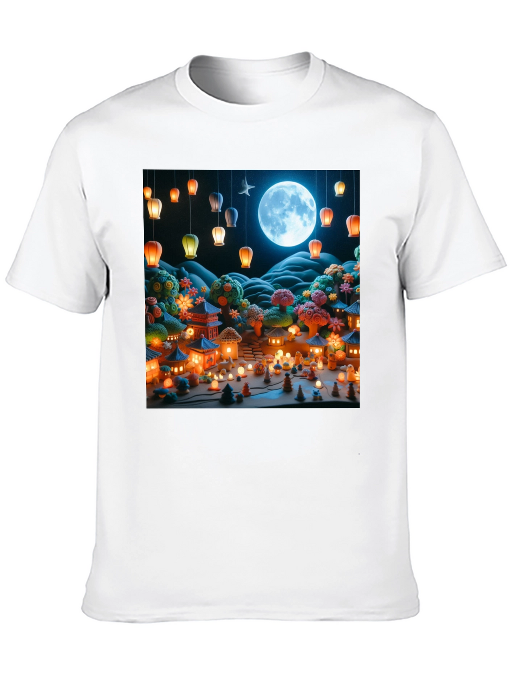 Moonlit Japanese Village Graphic Tee