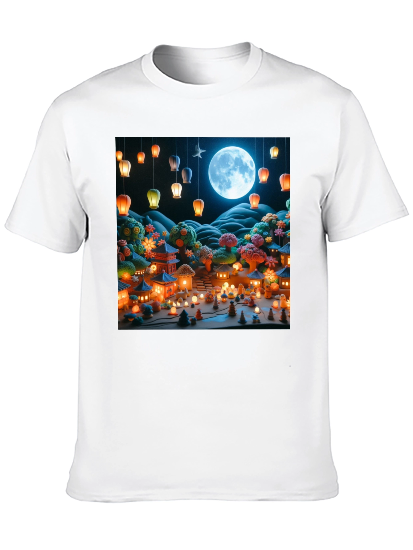 Moonlit Japanese Village Graphic Tee