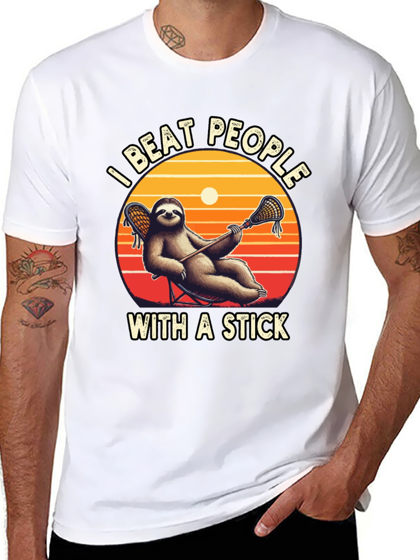 Sloth Lacrosse T-Shirt: I Beat People With a Stick!