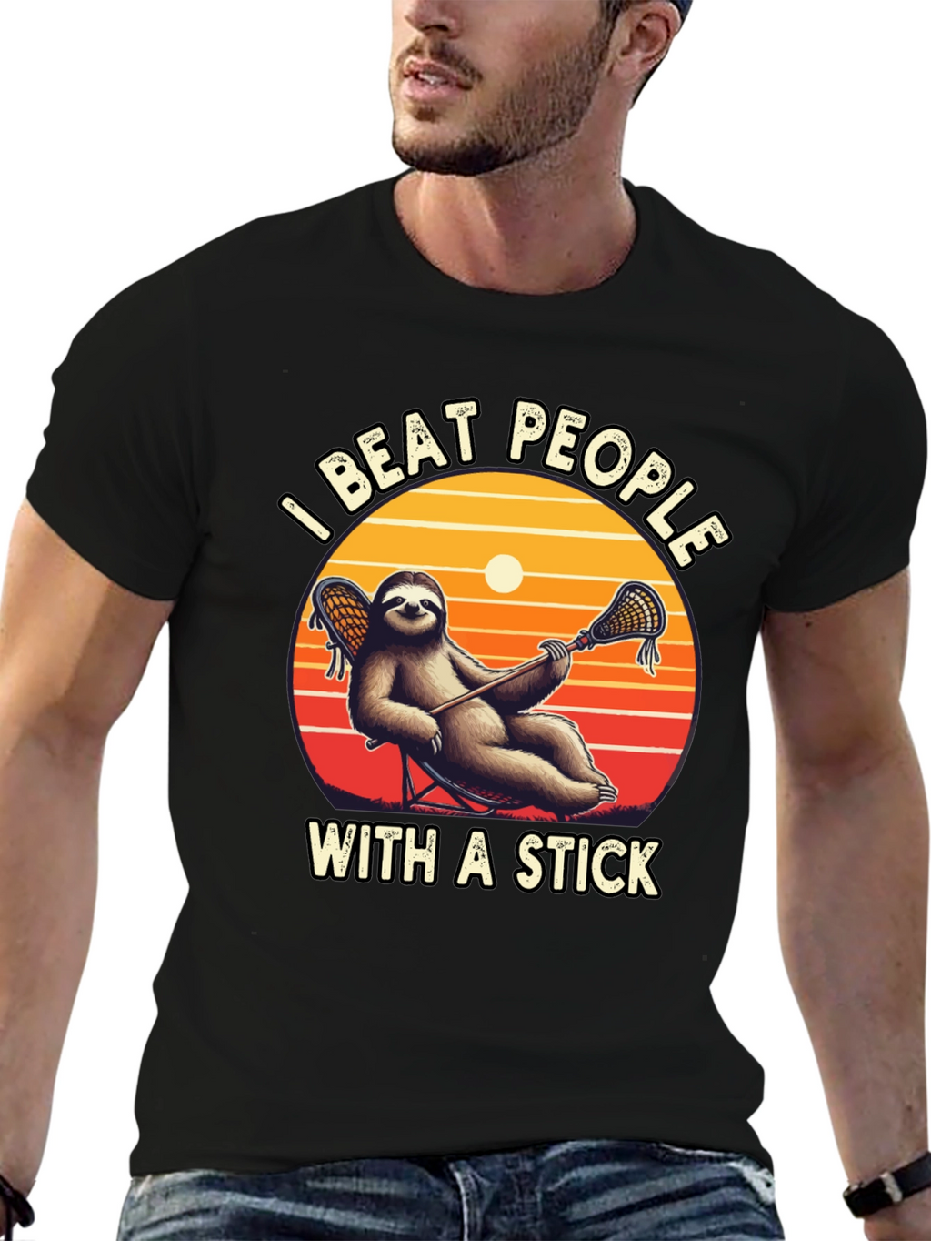 Sloth Lacrosse T-Shirt: I Beat People With a Stick!