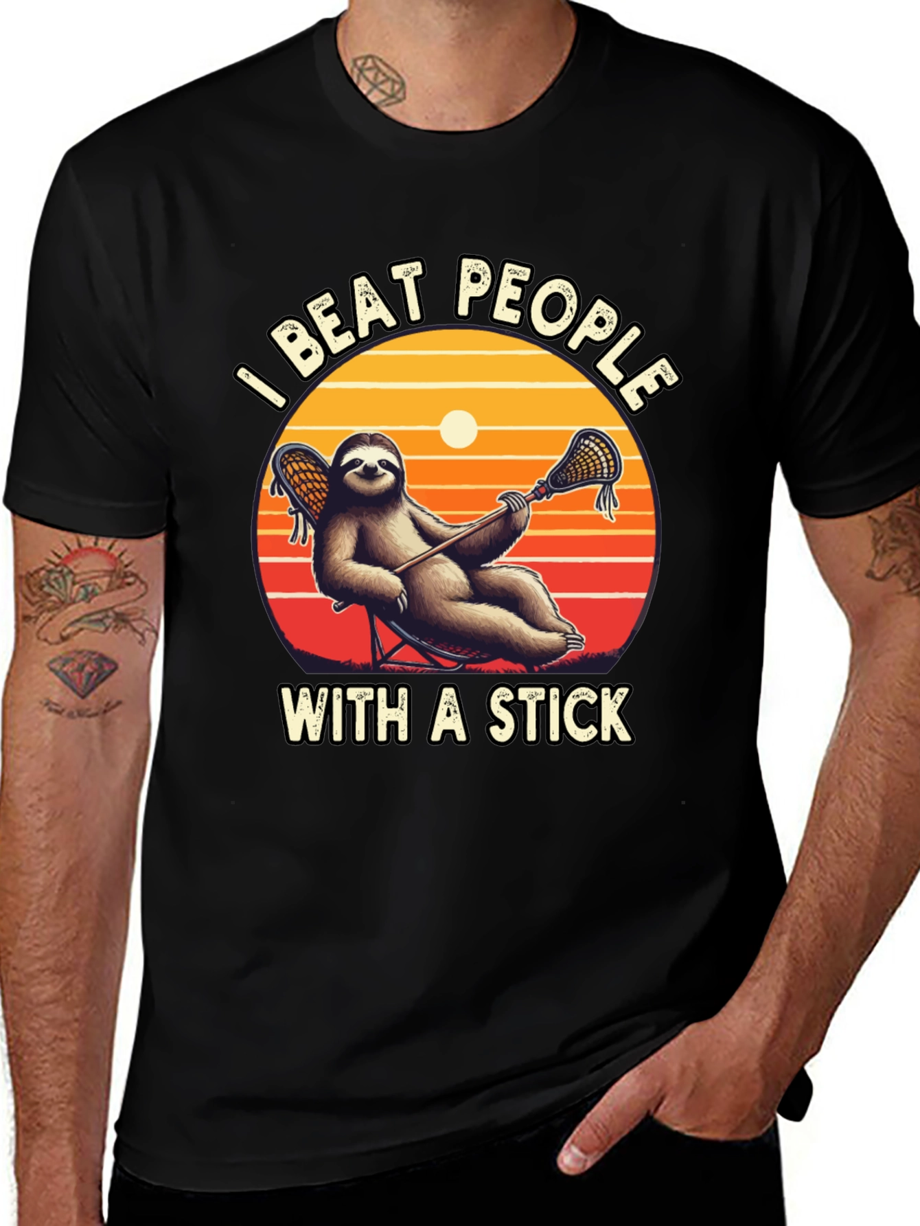 Sloth Lacrosse T-Shirt: I Beat People With a Stick!
