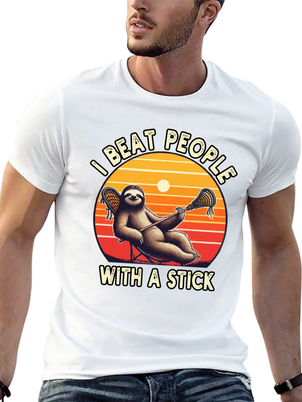 Sloth Lacrosse T-Shirt: I Beat People With a Stick!