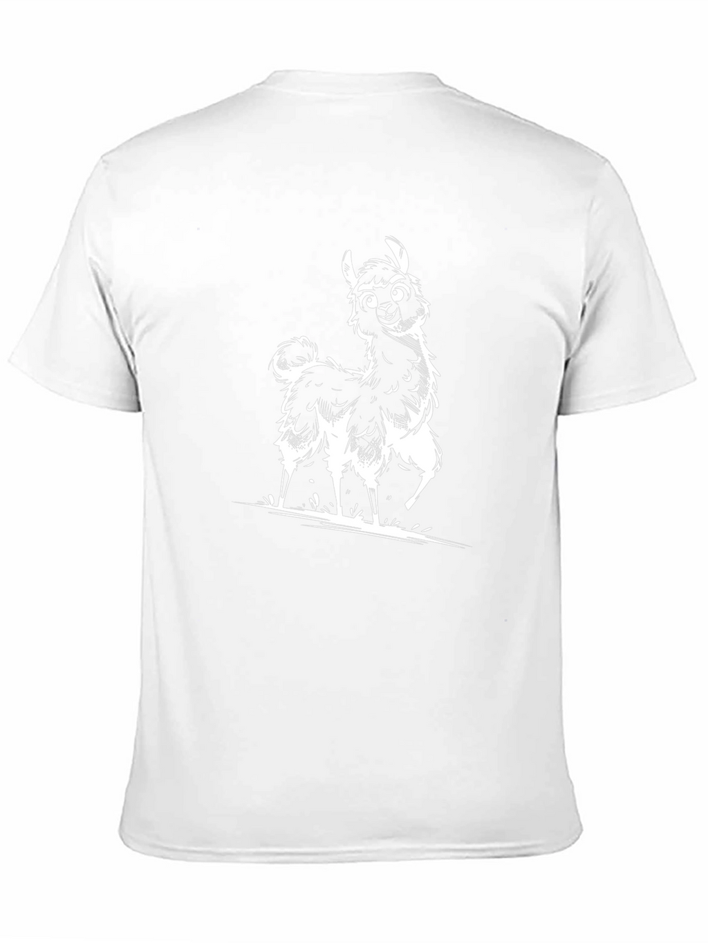 Cartoon Llama Graphic Tee - Black Casual T-Shirt