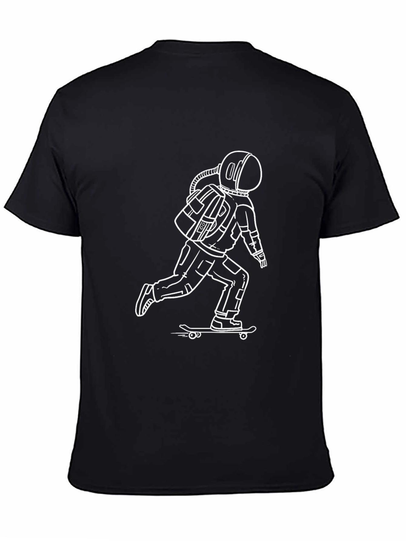 Skateboarding Astronaut Graphic Tee - Black