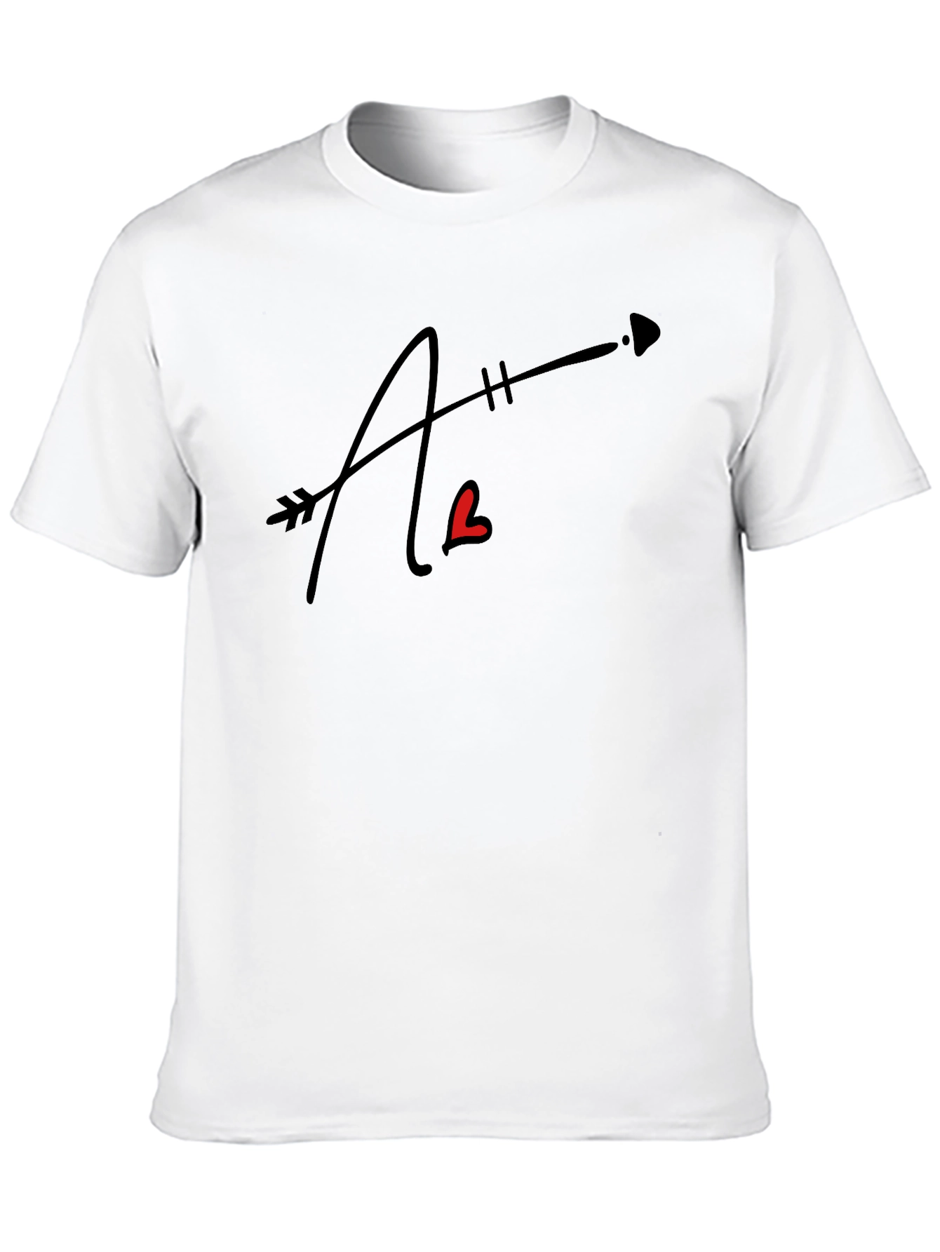 Arrow Heart Letter Graphic Black Tee