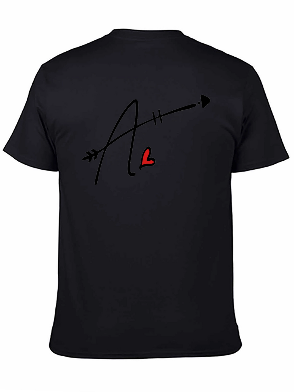 Arrow Heart Letter Graphic Black Tee