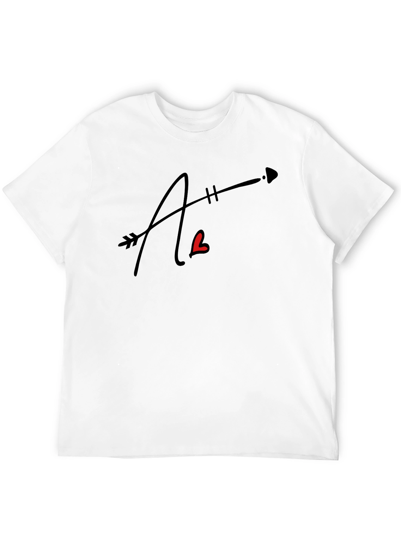 Arrow Heart Letter Graphic Black Tee