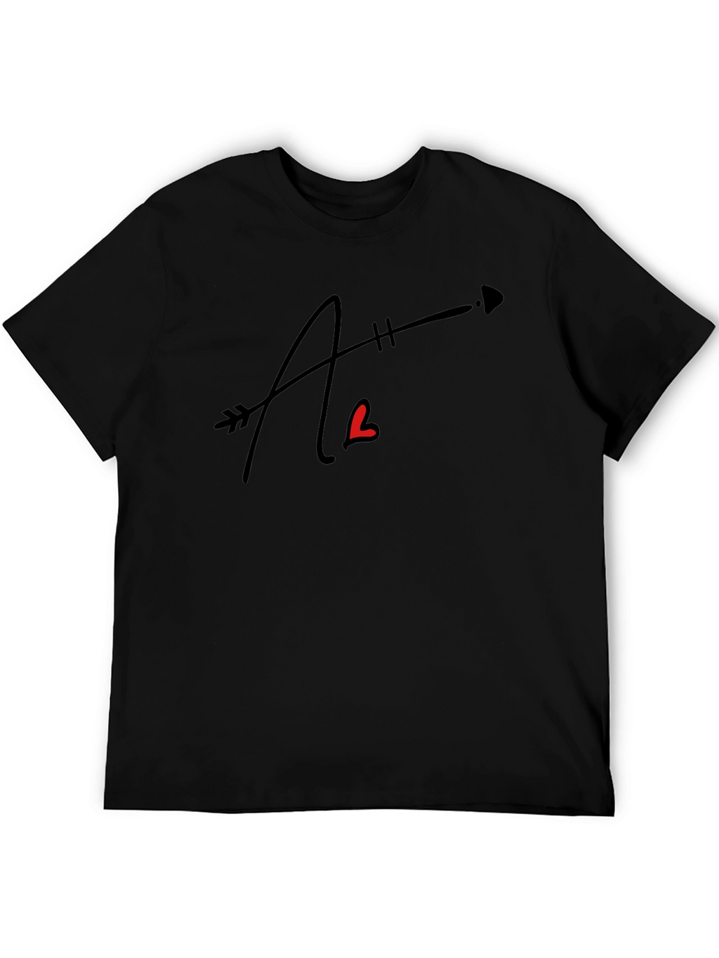 Arrow Heart Letter Graphic Black Tee
