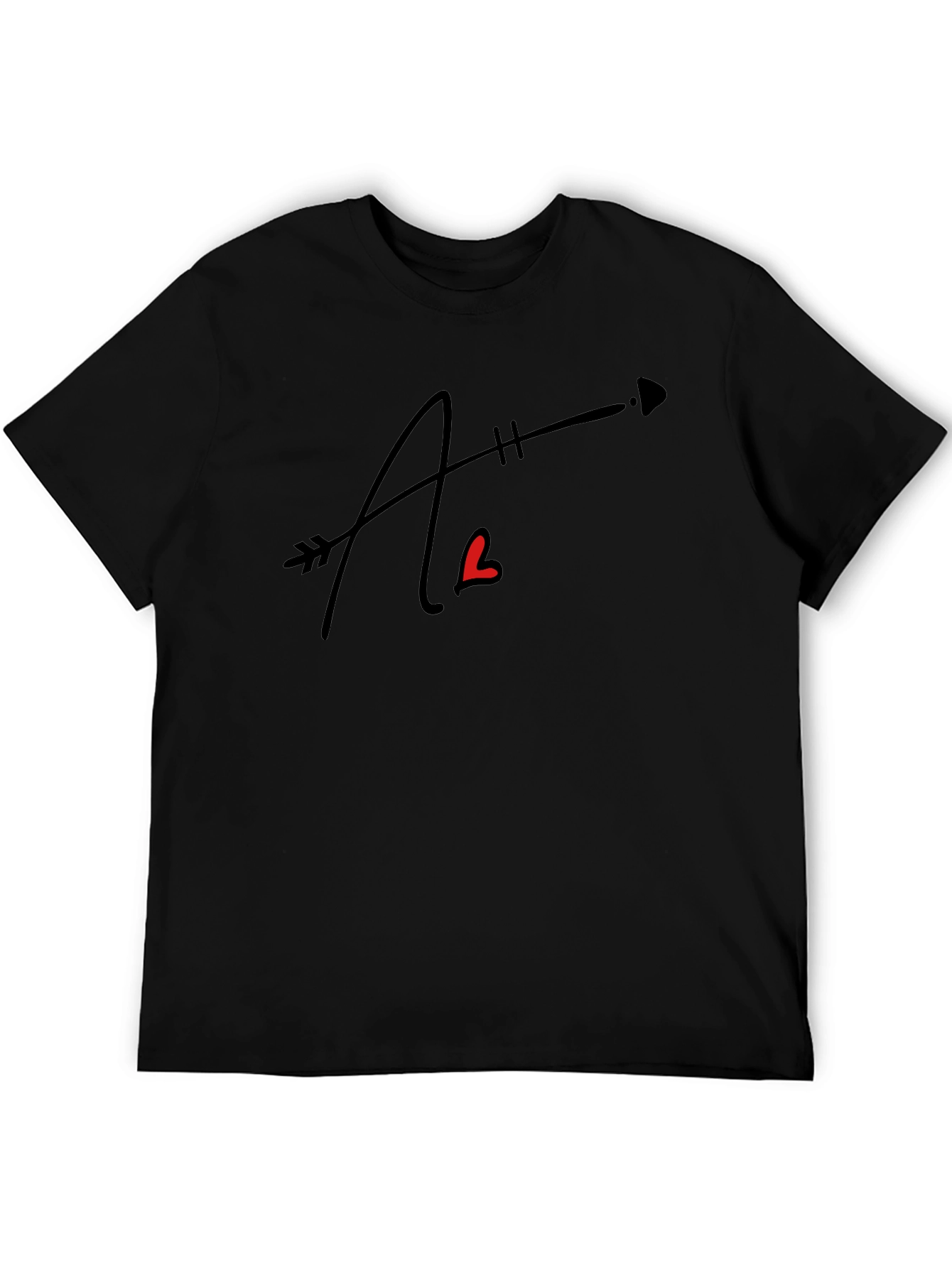 Arrow Heart Letter Graphic Black Tee