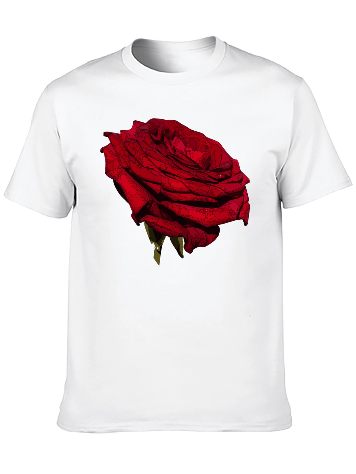 Red Rose Graphic Tee - Black Casual T-Shirt