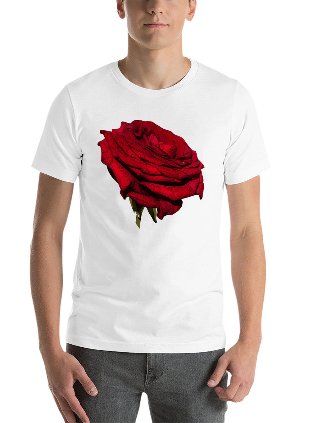 Red Rose Graphic Tee - Black Casual T-Shirt