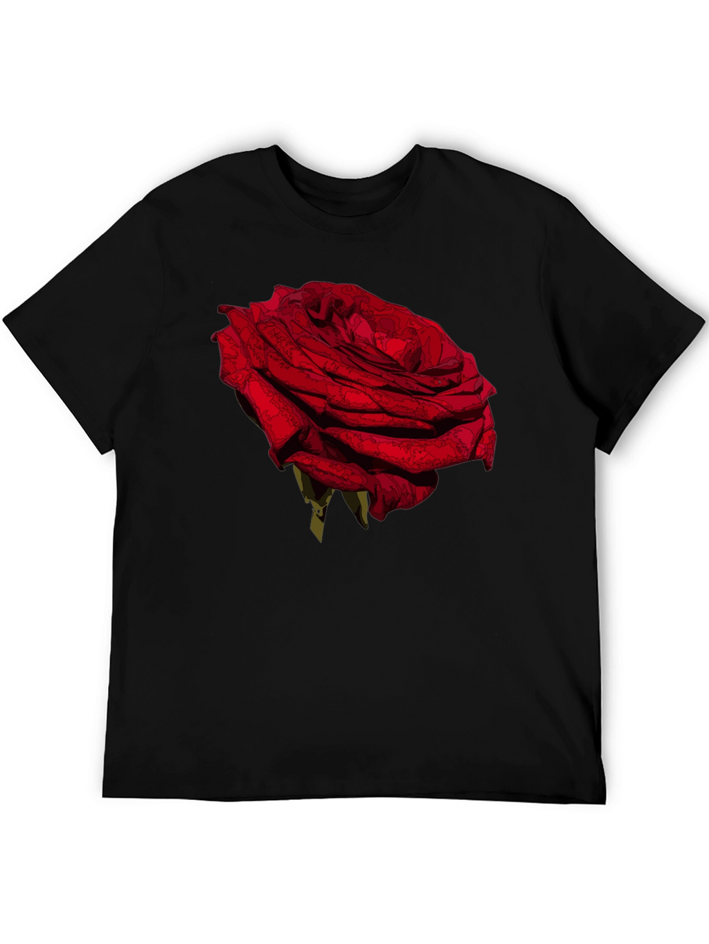 Red Rose Graphic Tee - Black Casual T-Shirt