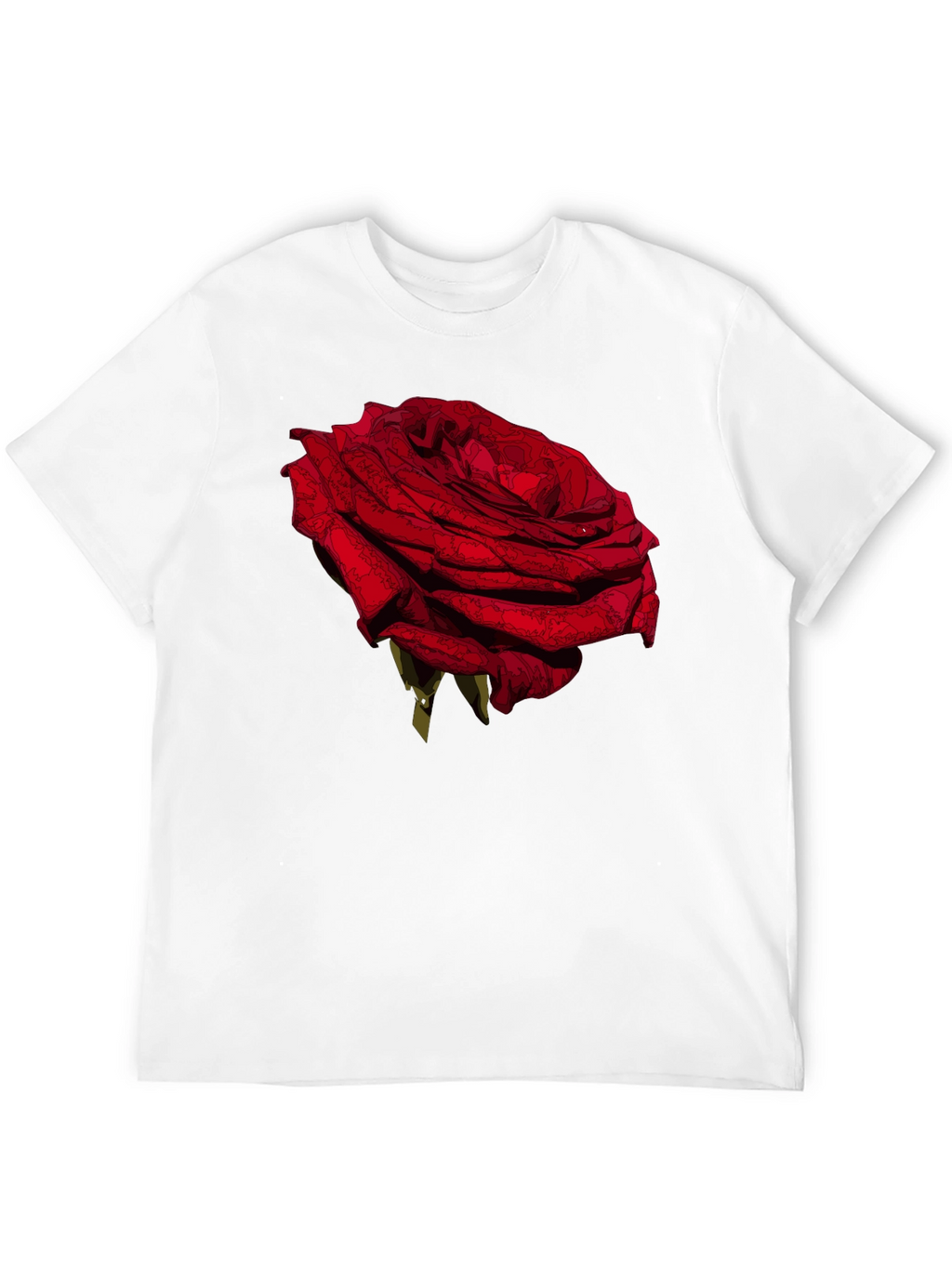Red Rose Graphic Tee - Black Casual T-Shirt