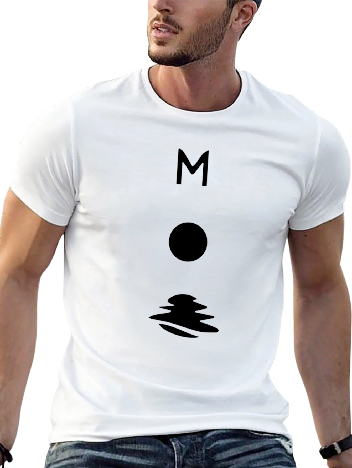 Minimalist Moon Graphic Black T-Shirt