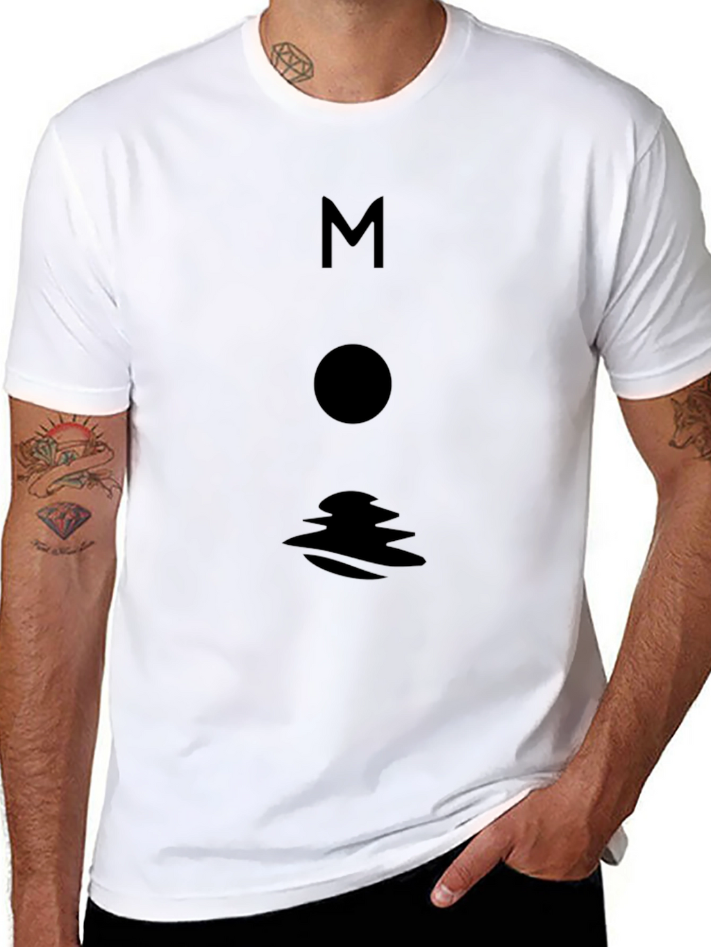 Minimalist Moon Graphic Black T-Shirt