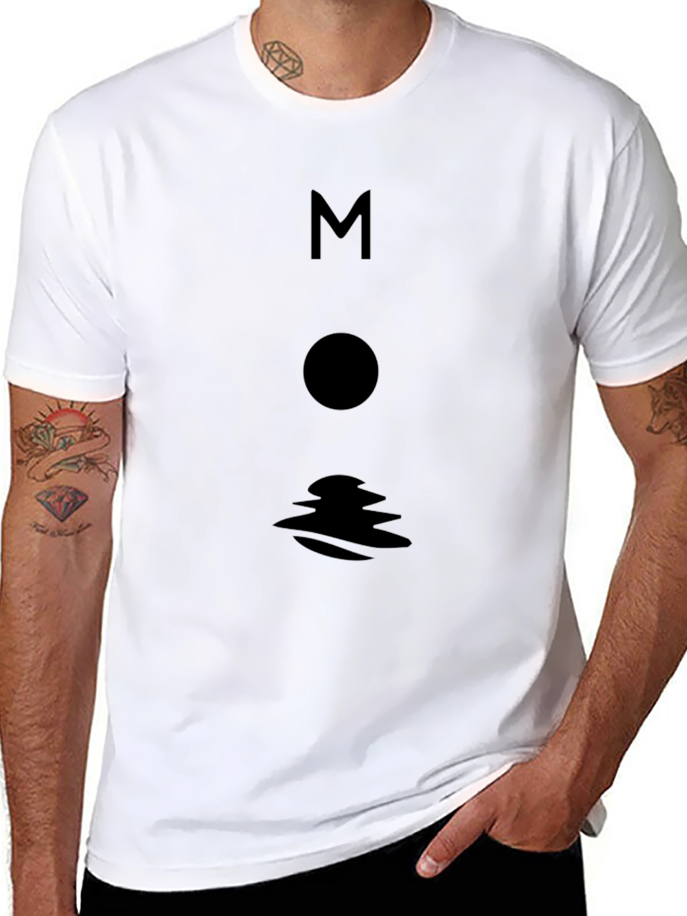 Minimalist Moon Graphic Black T-Shirt