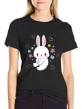 Cute Bunny Graphic Tee - Black T-Shirt