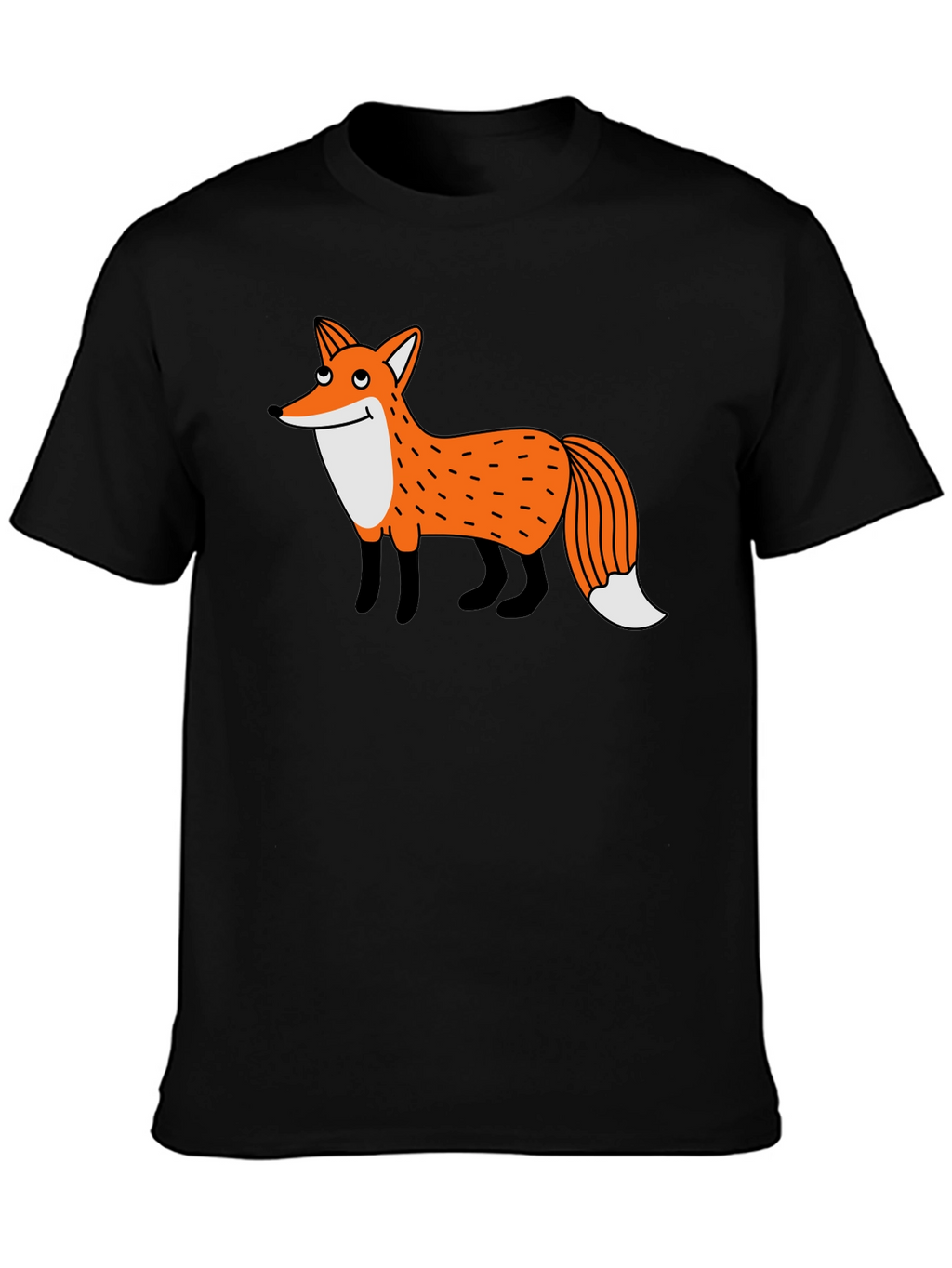 Cartoon Fox Graphic Black T-Shirt